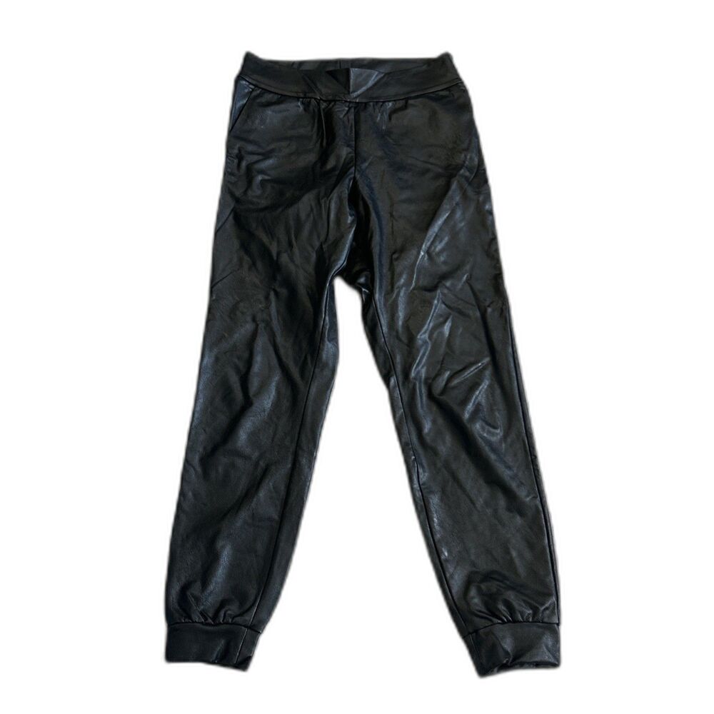 Commando Joggers Womens Small Faux Vegan Leather Pull On Pants Black Pockets